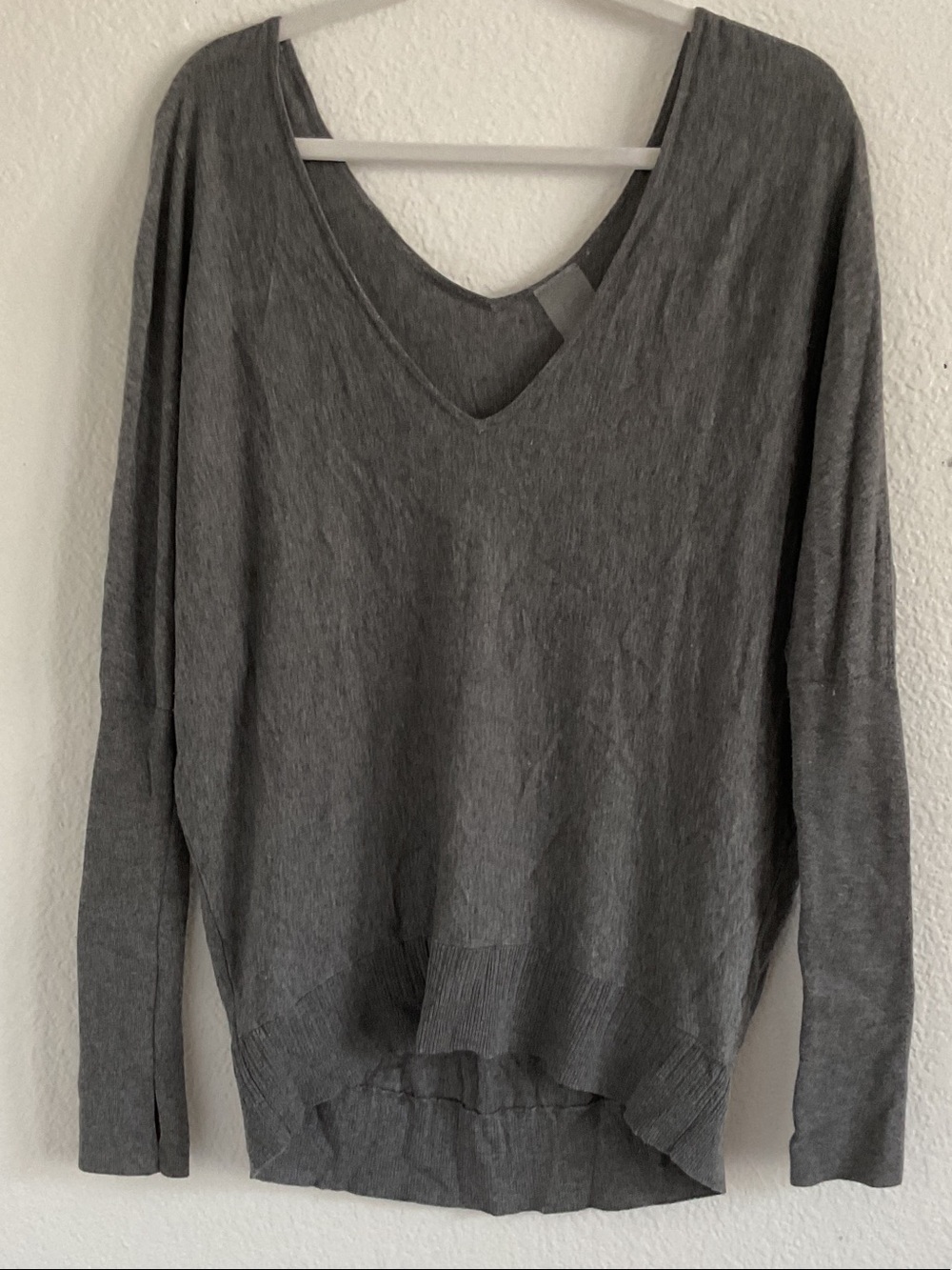 Lightweight V-Neck Gray Pullover Sweater